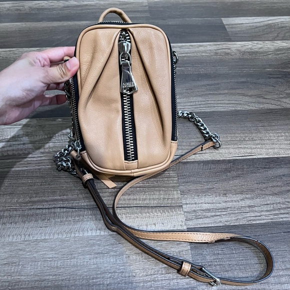 Aimee Kestenberg Handbags - AIMEE KESTENBERG Tamitha Phone Beige Tan Leather Crossbody Bag with Chain Strap